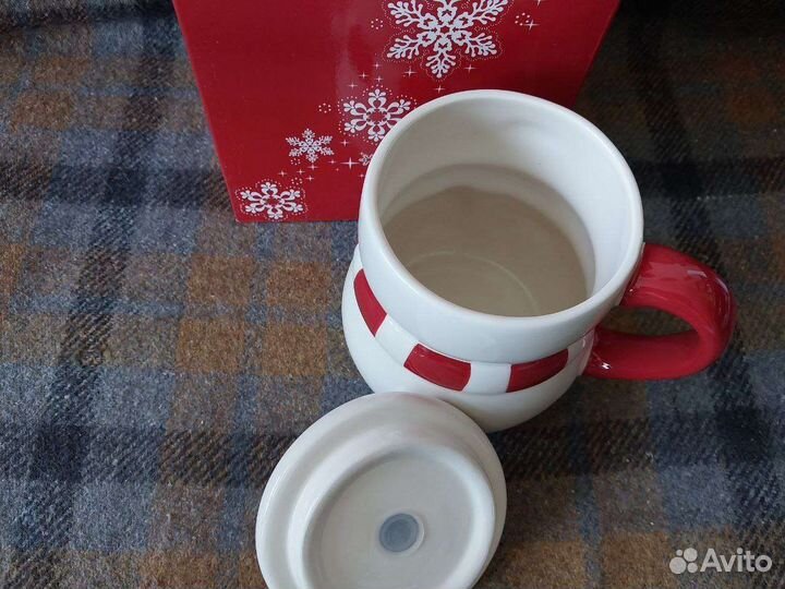 Кружка с крышкой Снеговик Avon, керамика, 500мл