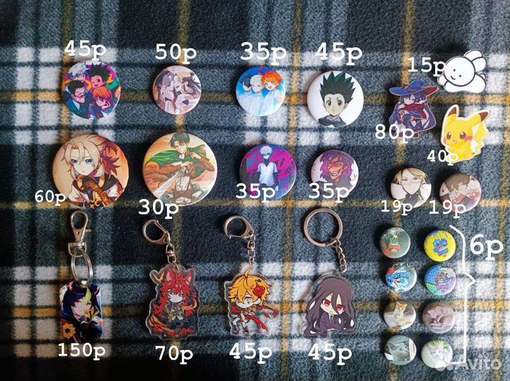 Значки с аниме, брелоки