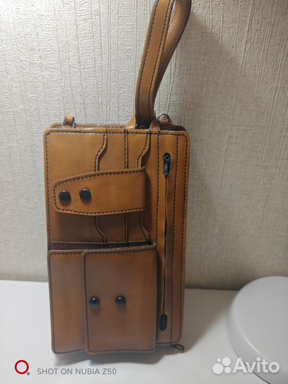 Сумка барсетка натуральная кожа