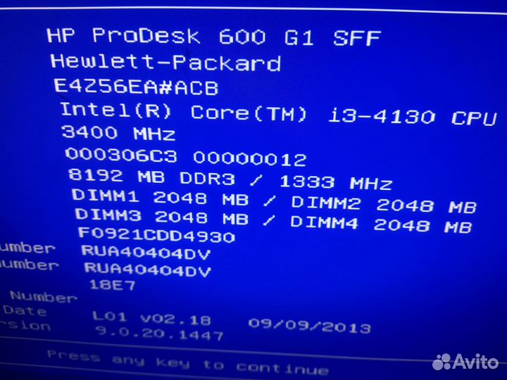 Компьютер SFF HP ProDesk 600 G1 i3 4130/8gb