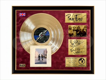 Pink Floyd золотая виниловая пластинка в рамке