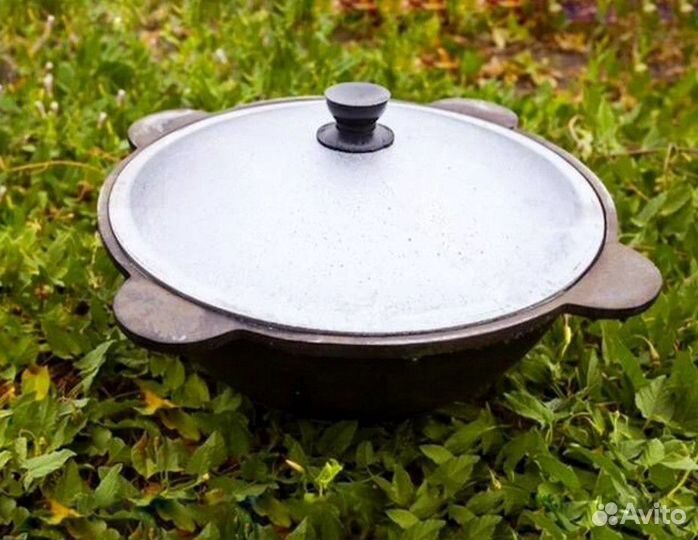 Казан чугунный 12 литров с алюминиевой крышкой