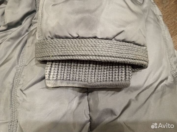 Пуховик серо голубой пух перо на морозы 46