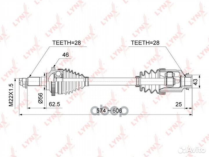 Привод в сборе ма lynxauto CD-1016A KIA Spectra