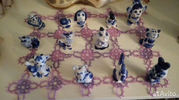 Гжель, полный набор фигурок знаков зодиака