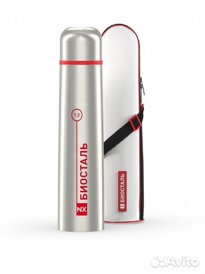 Термос biostal NX-1200B 1,2л с чехлом узкое горло