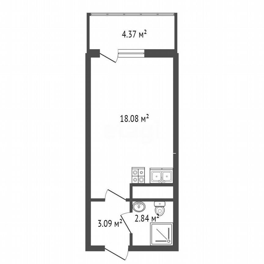 Квартира-студия, 24,1 м², 10/12 эт.