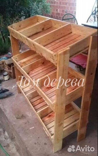 Стелаж деревянный подд фрукты овощи растения