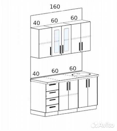 Кухня Агава Белая/Моренга 1,6м