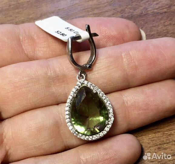 Серьги серебро 925, султанит