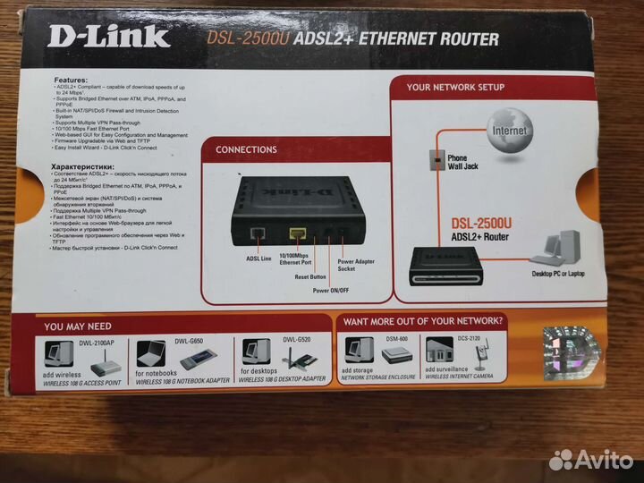 Wifi роутер D-Link DSL-2500U