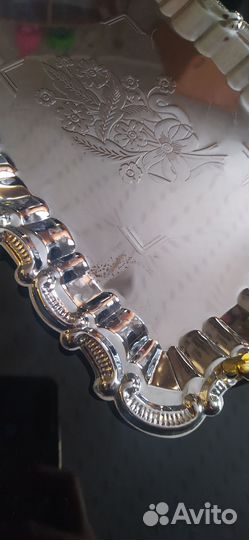 Поднос сервировочный хромированный