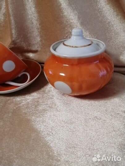 Чайные пары и сахарница. Винтаж СССР