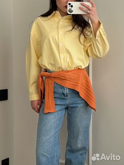 Рубашка в лимонном цвете с накидкой