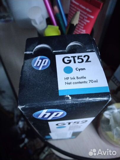 Чернила цветные HP оригинал.GT52cyan