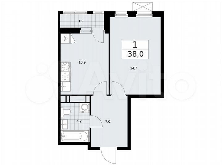 1-к. квартира, 38 м², 13/18 эт.