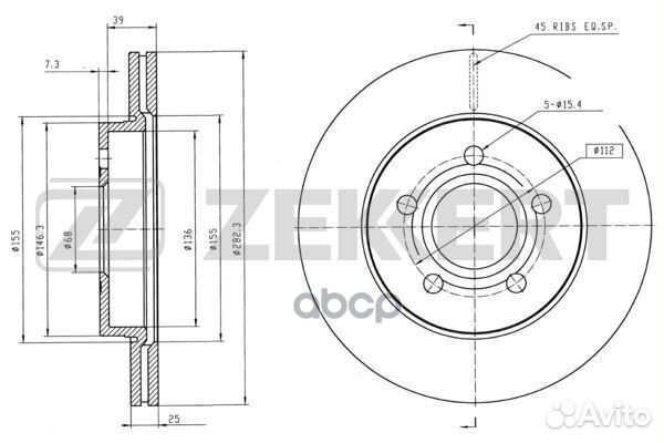 Диск торм. перед. VW Passat V 96- bs-5257 Zekkert