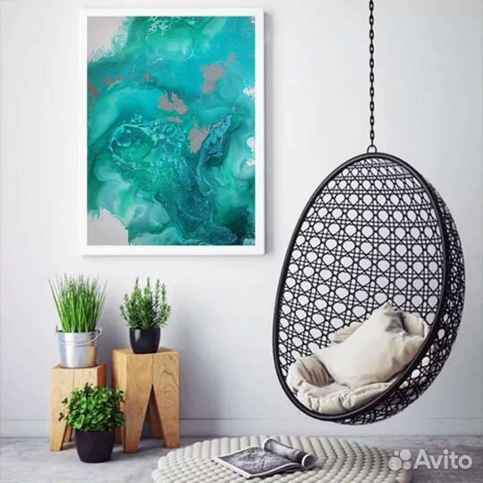 Абстрактная картина в технике Жидкий акрил Морская