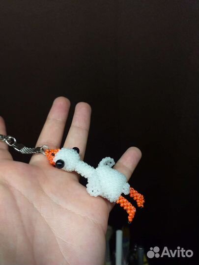 Брелок амигуруми гусь из бисера