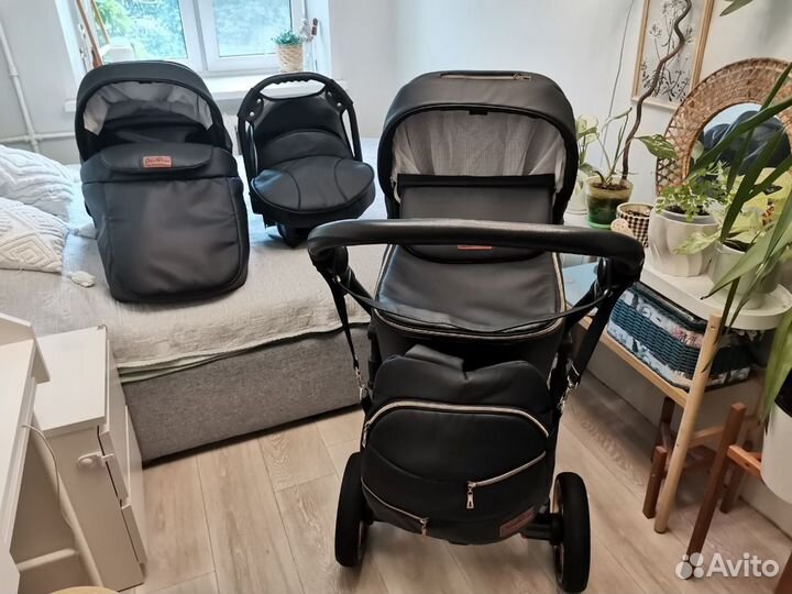 Коляска 3 в 1 Delorean Smart Black