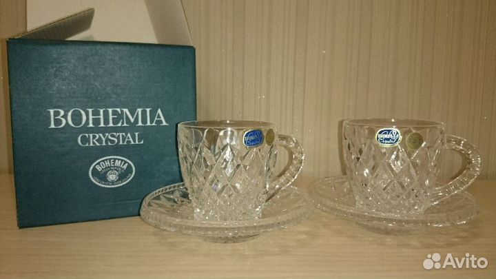 Богемский хрусталь. Сервиз. Чашки с блюдцами