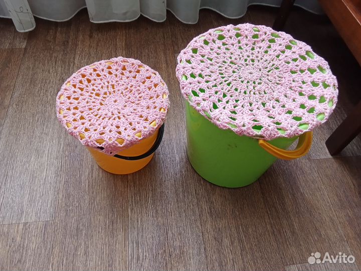 Вязаные кружки, колпаки, крышки на ведра