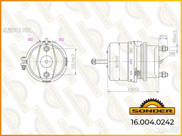 Энергоаккумулятор дисковый тормоз Ман тип 20/24