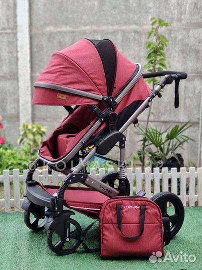 Коляска Luxmom 555 red (2в1/3в1)