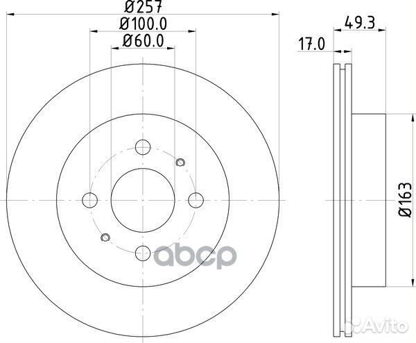 Диск торм. для а/м Suzuki Ignis (00) перед. d257