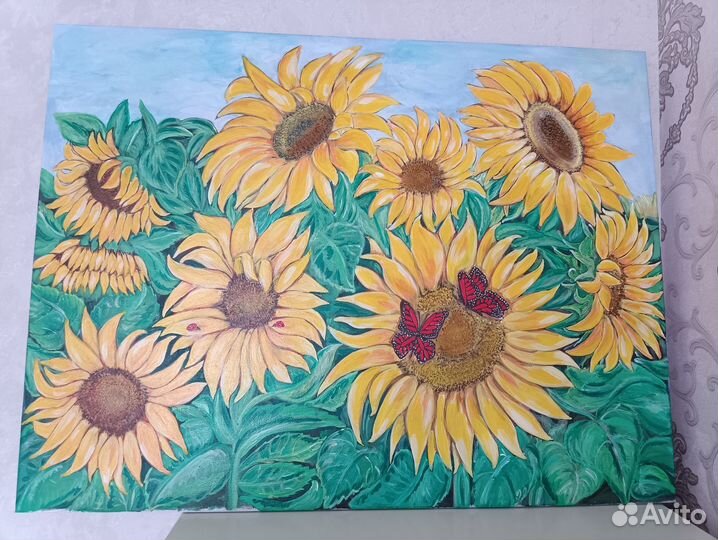 Картина 9 подсолнухов