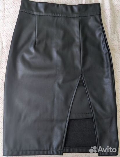 Юбка кожаная, экокожа, 42 размер, черная ART&SEM