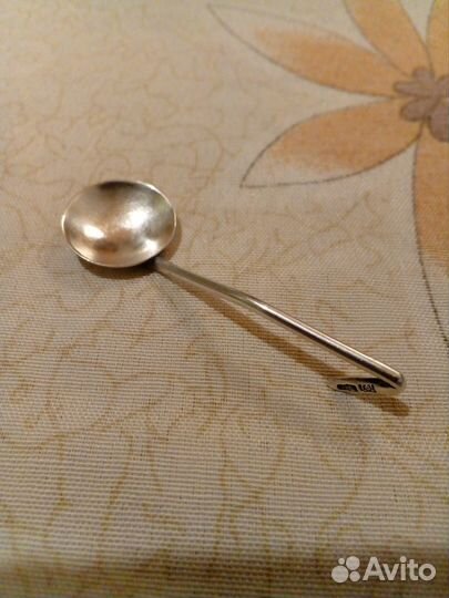 Ложка старинная, серебро 875 проба с головой