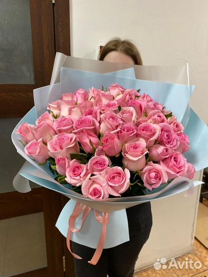 Цветы, 51 роза 51см, доставка. букет