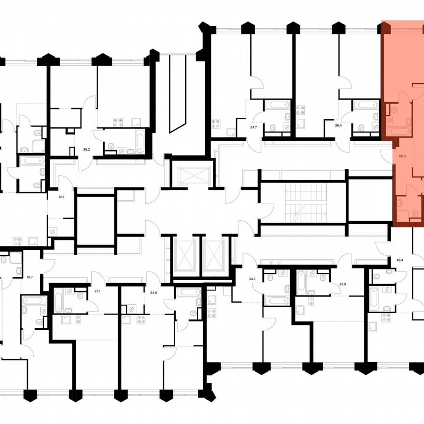 3-к. квартира, 60,3 м², 22/25 эт.