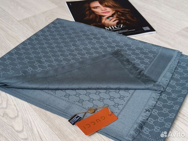 Палантин серый Кашемир Gucci 8 цветов