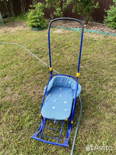 Санки на колесах с матрасом