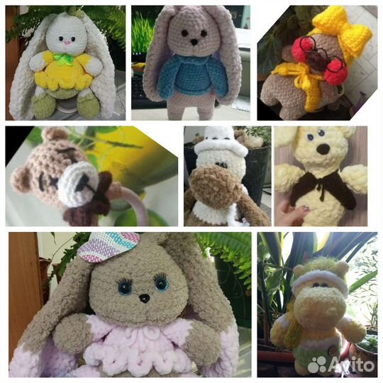 Мягкие игрушки бегемот,зайка