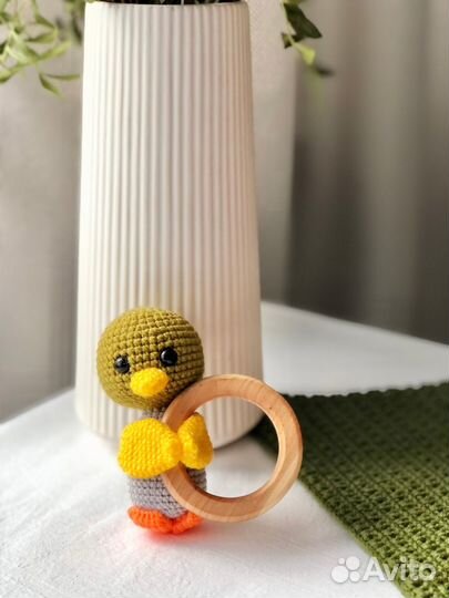 Вязаная игрушка, погремушка, грызунок, держатель