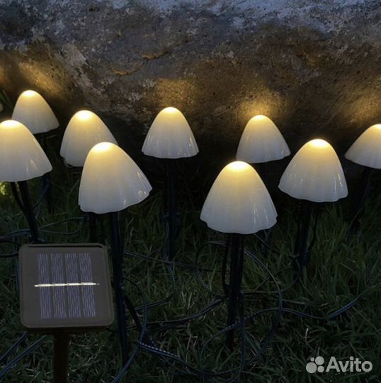 Уличная светодиодная гирлянда в виде грибов