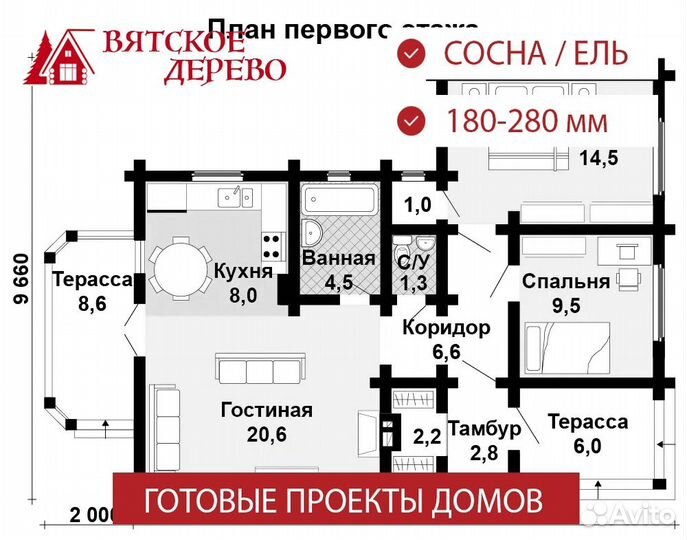 Оцилиндрованное бревно камерной сушки сосна