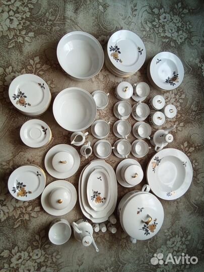 Cервиз Золотая роза гдр Henneberg Porzellan 1777