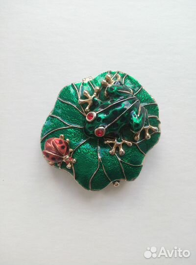 Шкатулка Лягушка с эмалью