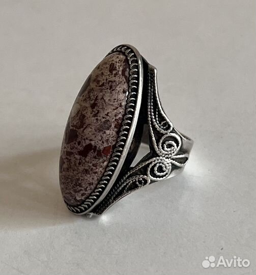 Перстень Серебро СССР 916 проба.Яшма