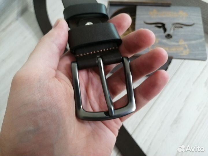 Ремень мужской кожаный коричневый