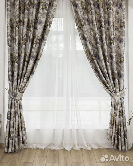 Шторы рогожка Жардин бронзовый новые пошив