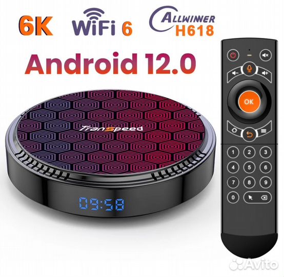 Android 12 tv box мини пк 4/32gb/6k