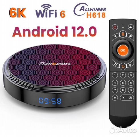 Android 12 tv box мини пк 4/32gb/6k