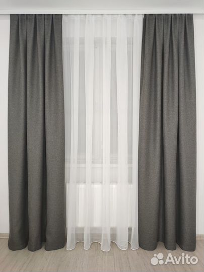 Шторы рогожка блэкаут графит