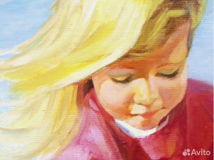 Картина Девочка и Море маслом на холсте 30 на 40