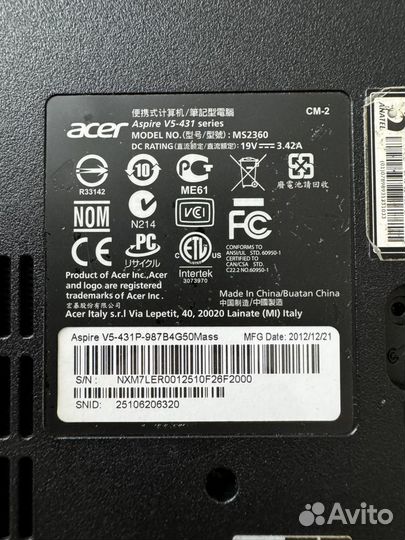Acer Aspire v5-431 MS2360